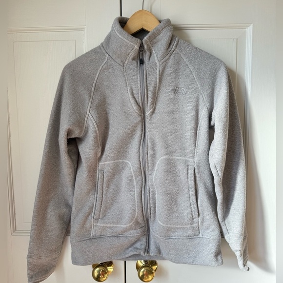 THE NORTH FACE Jacket Womens Medium Gray Full Zip Fleece Sweater Geometric - Picture 3 of 5